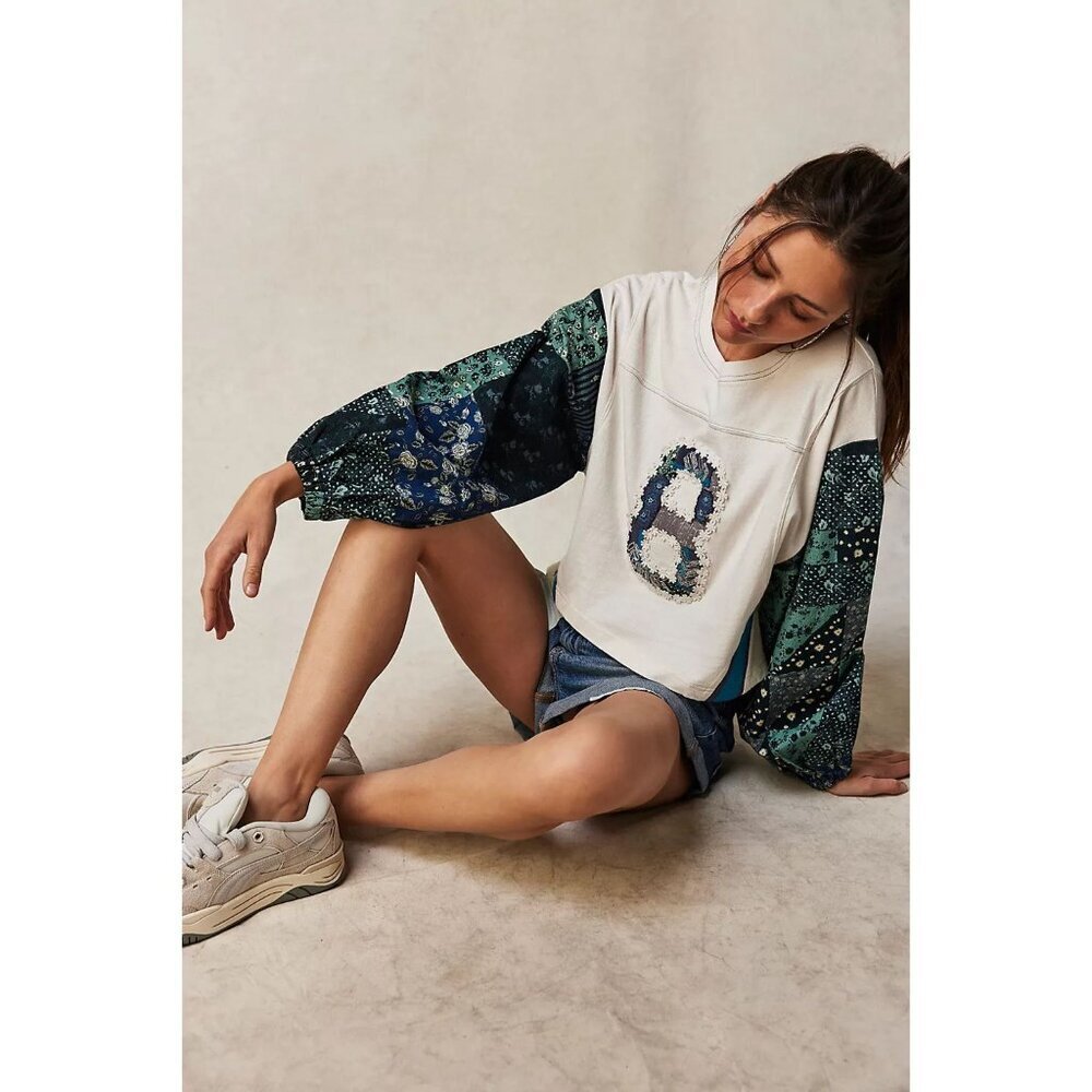 Free People Ivory Combo Bali Daisy Nova Novelty T-Shirt Size Large 23267